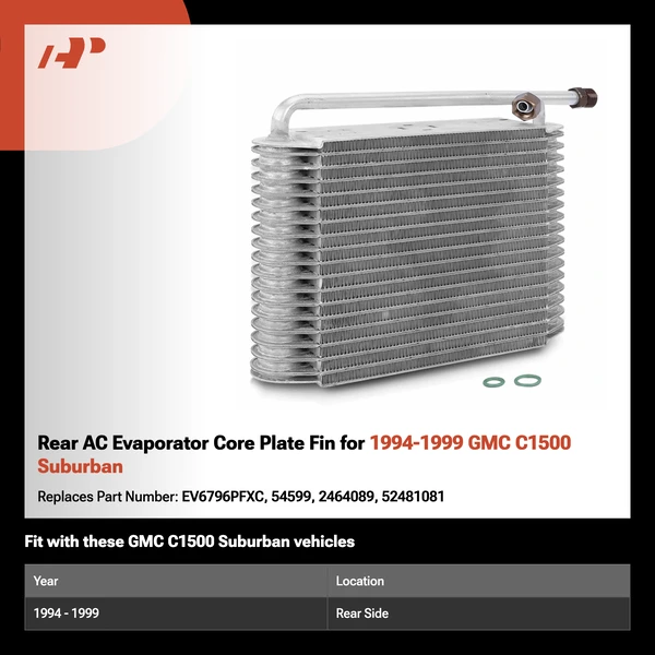 Rear AC Evaporator Core Plate Fin for 1994-1999 GMC C1500 Suburban