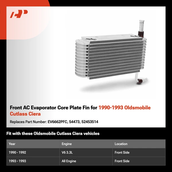Front AC Evaporator Core Plate Fin for 1990-1993 Oldsmobile Cutlass Ciera