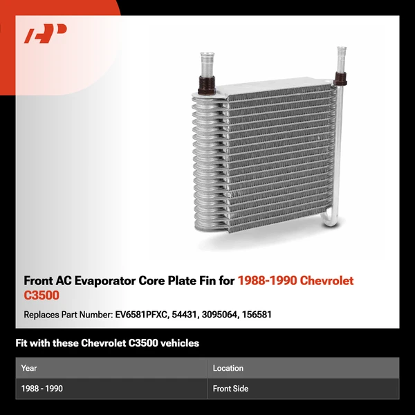 Front AC Evaporator Core Plate Fin for 1988-1990 Chevrolet C3500