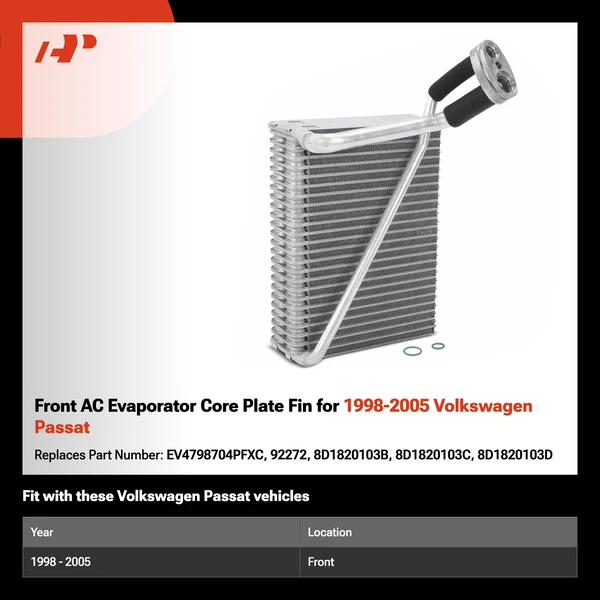 Front AC Evaporator Core Plate Fin for 1998-2005 Volkswagen Passat