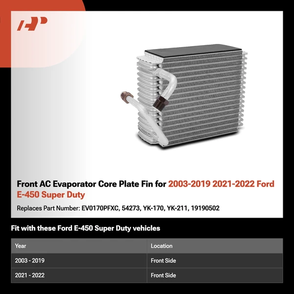 Front AC Evaporator Core Plate Fin for 2003-2019 2021-2022 Ford E-450 Super Duty