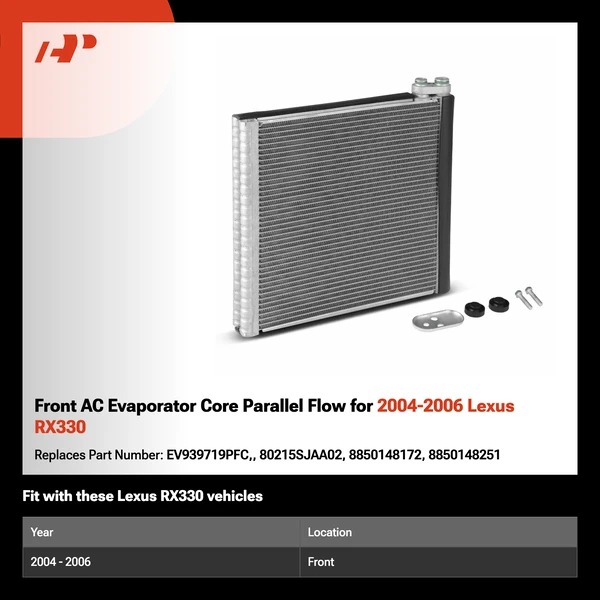 Front AC Evaporator Core Parallel Flow for 2004-2006 Lexus RX330