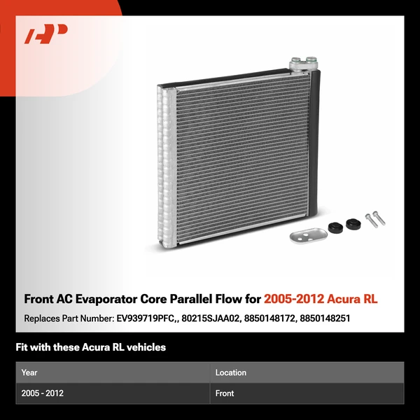 Front AC Evaporator Core Parallel Flow for 2005-2012 Acura RL