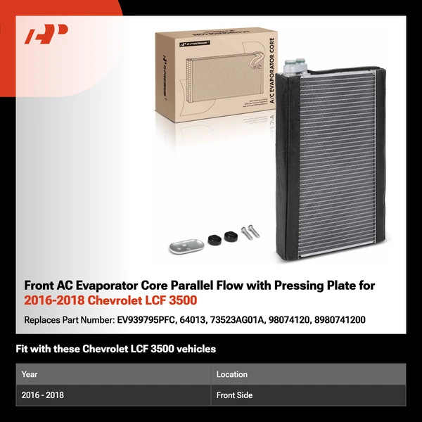 Front AC Evaporator Core Parallel Flow with Pressing Plate for 2016-2018 Chevrolet LCF 3500