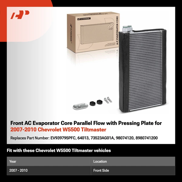 Front AC Evaporator Core Parallel Flow with Pressing Plate for 2007-2010 Chevrolet W5500 Tiltmaster