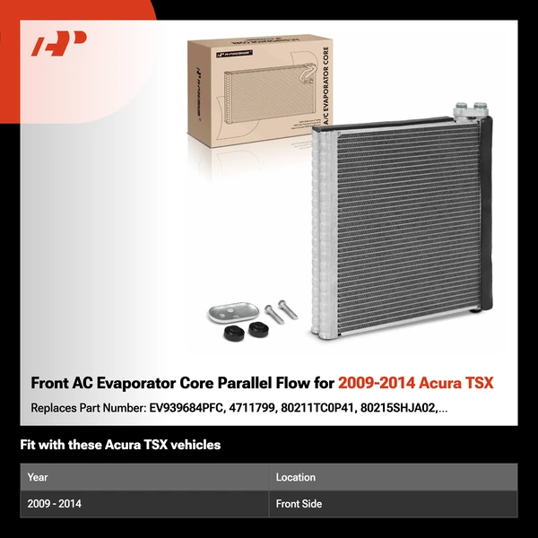Front AC Evaporator Core Parallel Flow for 2009-2014 Acura TSX