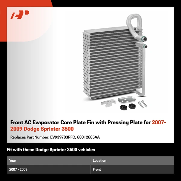 Front AC Evaporator Core Plate Fin with Pressing Plate for 2007-2009 Dodge Sprinter 3500