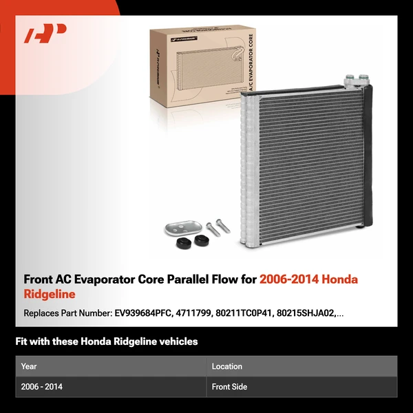 Front AC Evaporator Core Parallel Flow for 2006-2014 Honda Ridgeline