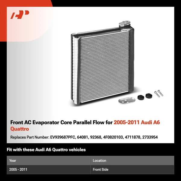 Front AC Evaporator Core Parallel Flow for 2005-2011 Audi A6 Quattro