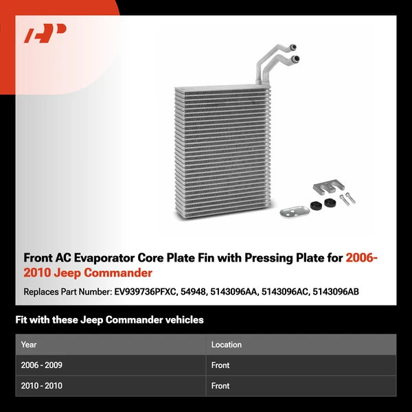 Front AC Evaporator Core Plate Fin with Pressing Plate for 2006-2010 Jeep Commander