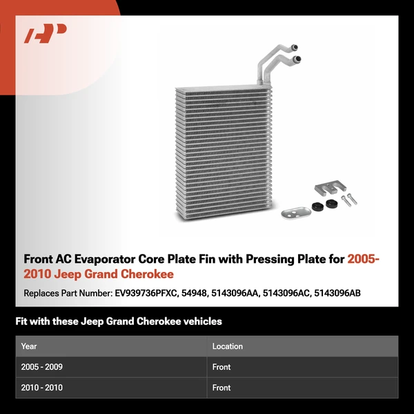 Front AC Evaporator Core Plate Fin with Pressing Plate for 2005-2010 Jeep Grand Cherokee