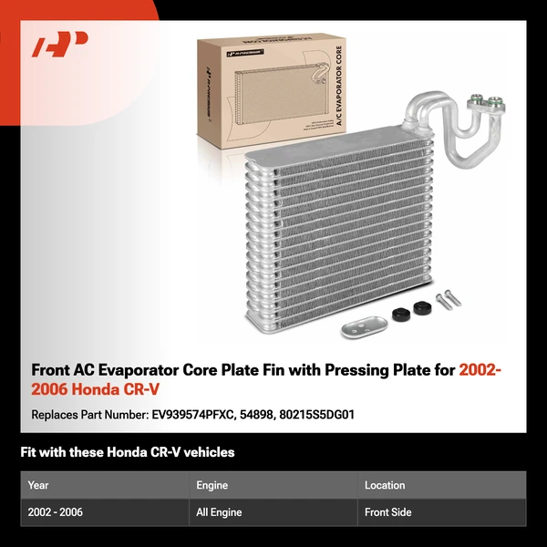 Front AC Evaporator Core Plate Fin with Pressing Plate for 2002-2006 Honda CR-V
