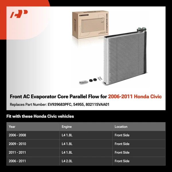 Front AC Evaporator Core Parallel Flow for 2006-2011 Honda Civic