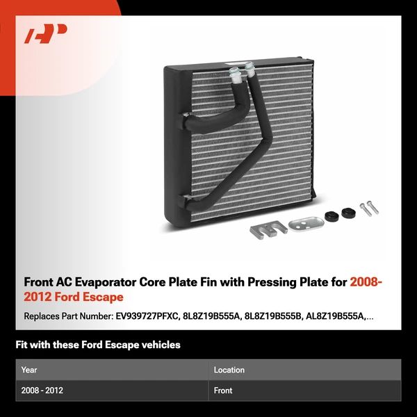 Front AC Evaporator Core Plate Fin with Pressing Plate for 2008-2012 Ford Escape
