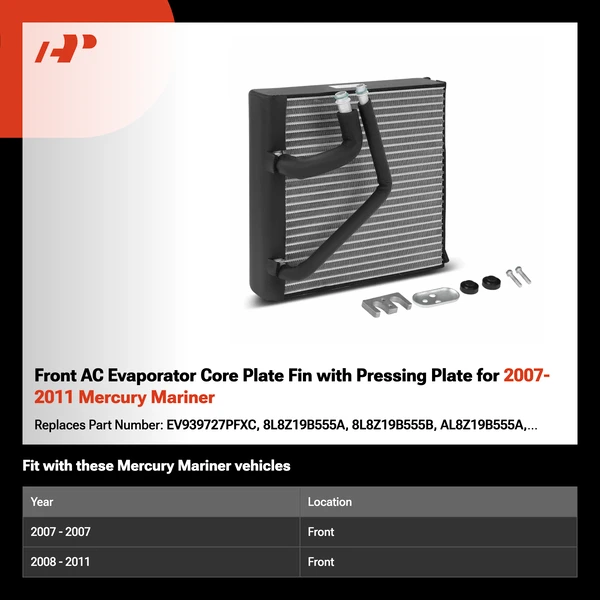 Front AC Evaporator Core Plate Fin with Pressing Plate for 2007-2011 Mercury Mariner