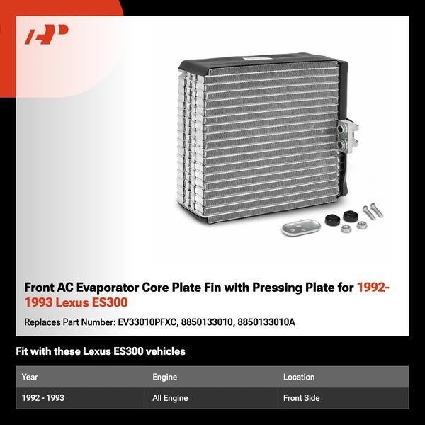 Front AC Evaporator Core Plate Fin with Pressing Plate for 1992-1993 Lexus ES300