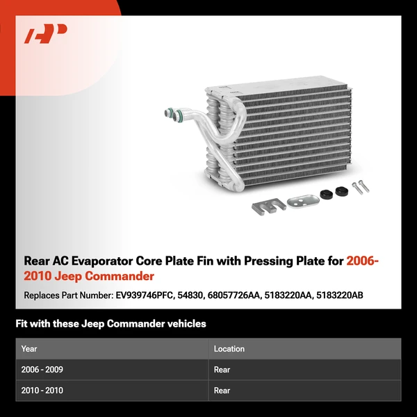 Rear AC Evaporator Core Plate Fin with Pressing Plate for 2006-2010 Jeep Commander
