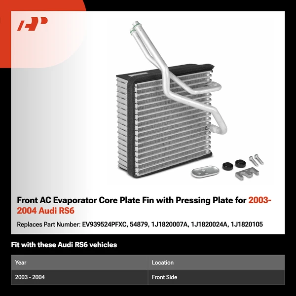 Front AC Evaporator Core Plate Fin with Pressing Plate for 2003-2004 Audi RS6