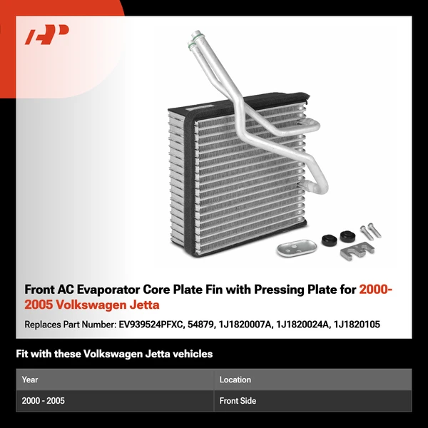 Front AC Evaporator Core Plate Fin with Pressing Plate for 2000-2005 Volkswagen Jetta