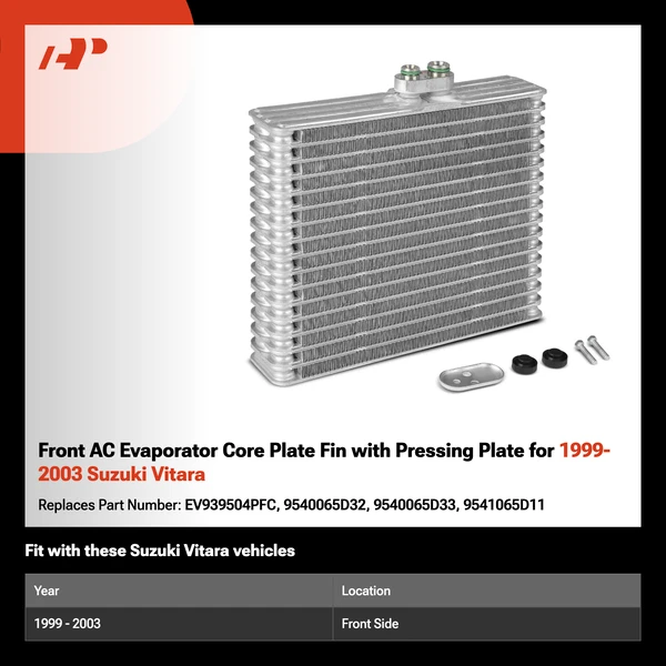 Front AC Evaporator Core Plate Fin with Pressing Plate for 1999-2003 Suzuki Vitara