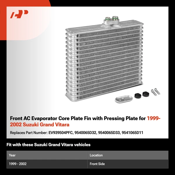 Front AC Evaporator Core Plate Fin with Pressing Plate for 1999-2002 Suzuki Grand Vitara