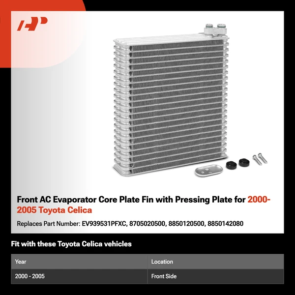 Front AC Evaporator Core Plate Fin with Pressing Plate for 2000-2005 Toyota Celica