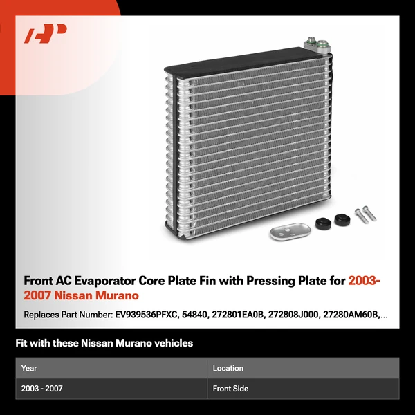 Front AC Evaporator Core Plate Fin with Pressing Plate for 2003-2007 Nissan Murano