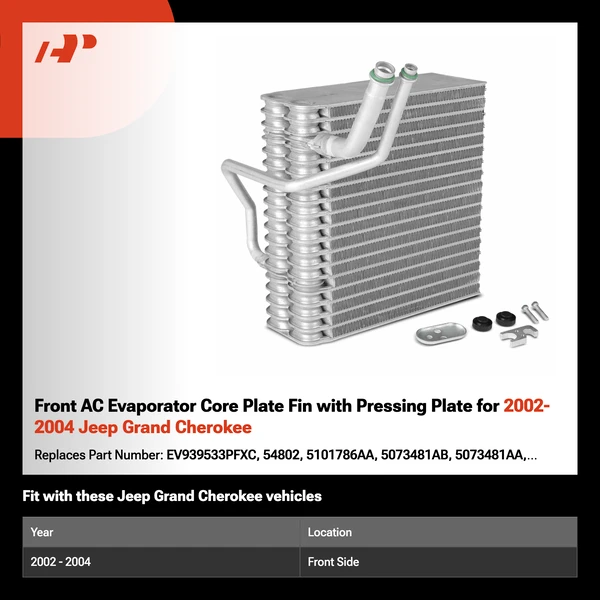 Front AC Evaporator Core Plate Fin with Pressing Plate for 2002-2004 Jeep Grand Cherokee