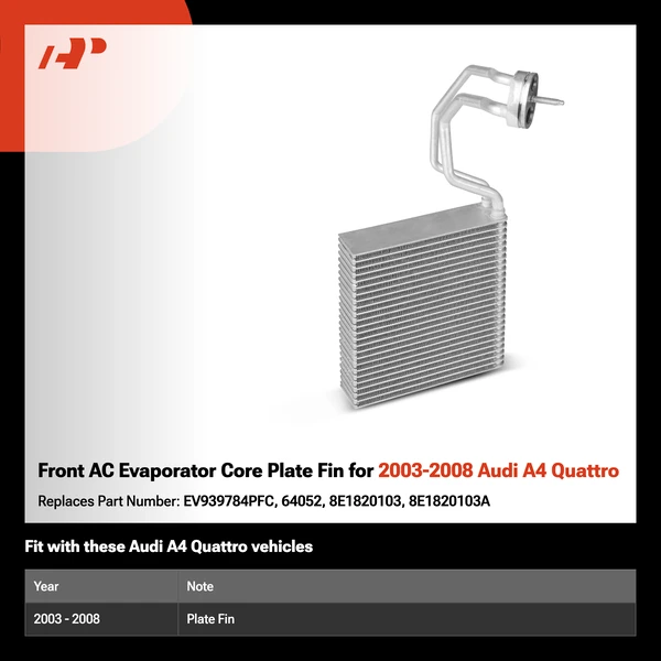 Front AC Evaporator Core Plate Fin for 2003-2008 Audi A4 Quattro
