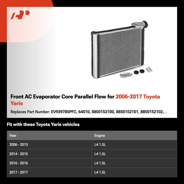 Front AC Evaporator Core Parallel Flow for 2006-2017 Toyota Yaris