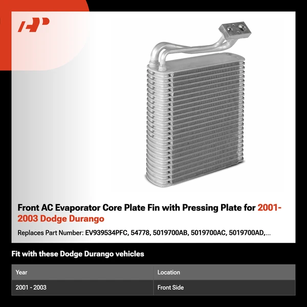 Front AC Evaporator Core Plate Fin with Pressing Plate for 2001-2003 Dodge Durango