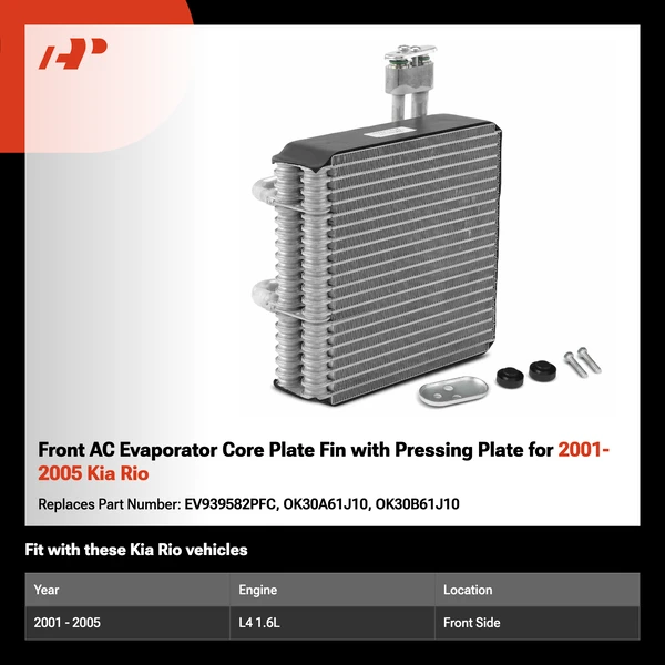 Front AC Evaporator Core Plate Fin with Pressing Plate for 2001-2005 Kia Rio
