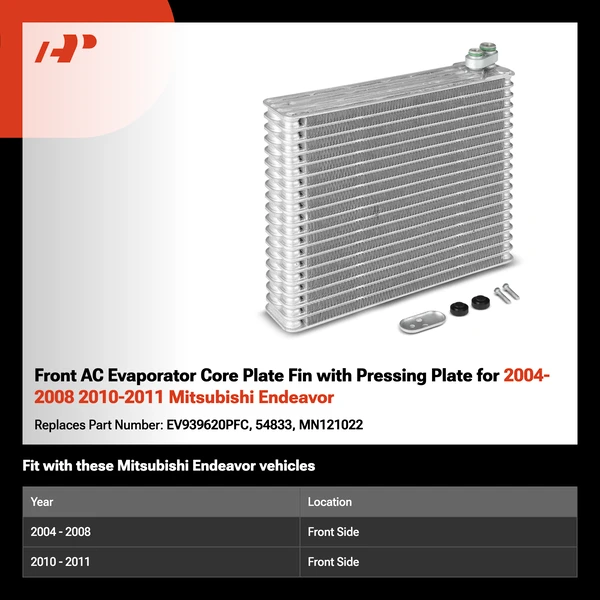 Front AC Evaporator Core Plate Fin with Pressing Plate for 2004-2008 2010-2011 Mitsubishi Endeavor