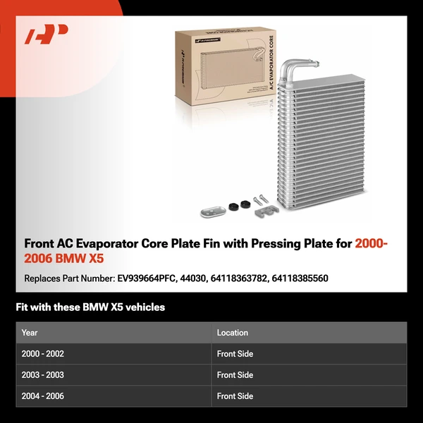 Front AC Evaporator Core Plate Fin with Pressing Plate for 2000-2006 BMW X5