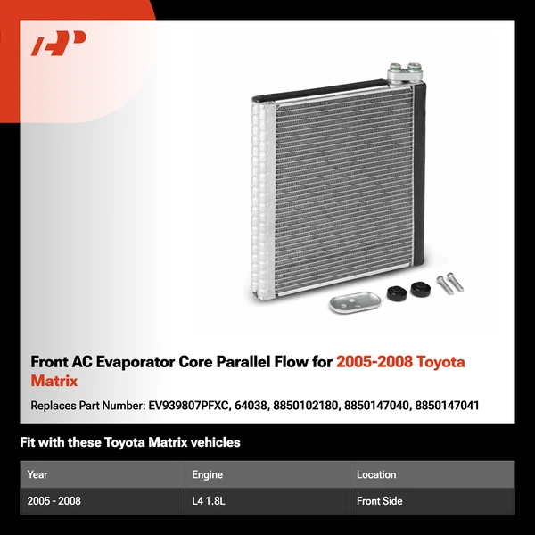 Front AC Evaporator Core Parallel Flow for 2005-2008 Toyota Matrix