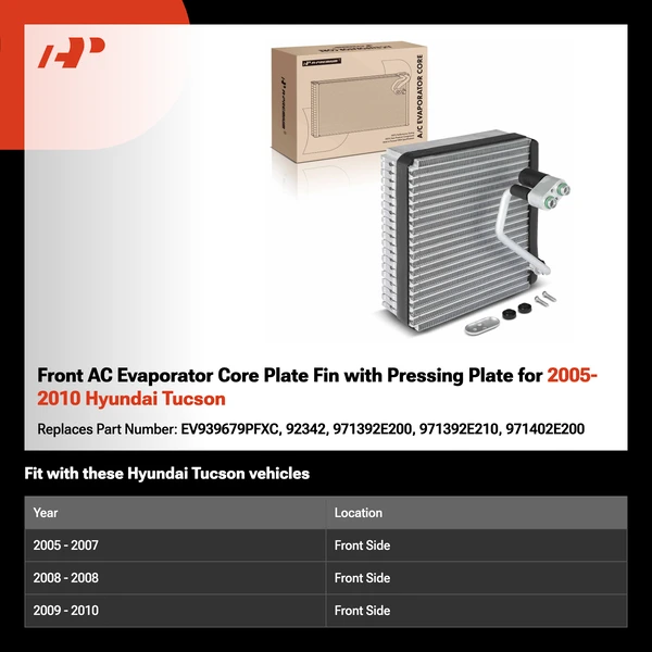 Front AC Evaporator Core Plate Fin with Pressing Plate for 2005-2010 Hyundai Tucson