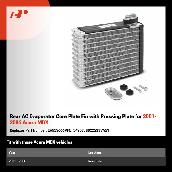 Rear AC Evaporator Core Plate Fin with Pressing Plate for 2001-2006 Acura MDX