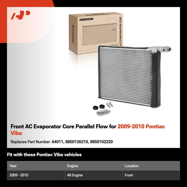 Front AC Evaporator Core Parallel Flow for 2009-2010 Pontiac Vibe