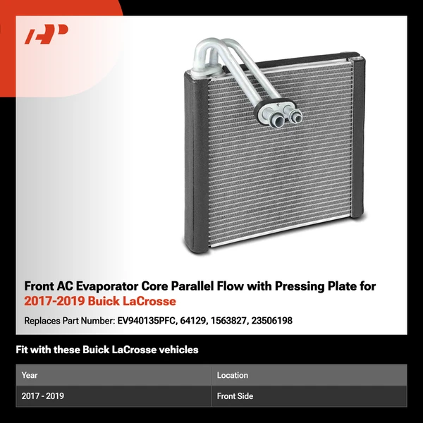 Front AC Evaporator Core Parallel Flow with Pressing Plate for 2017-2019 Buick LaCrosse