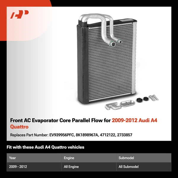 Front AC Evaporator Core Parallel Flow for 2009-2012 Audi A4 Quattro