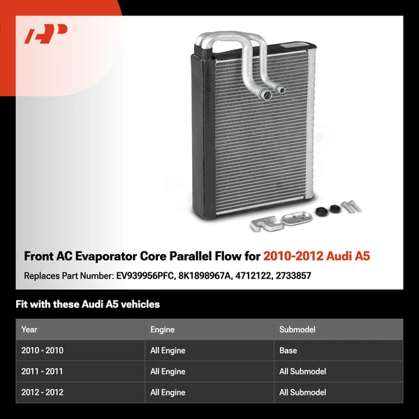 Front AC Evaporator Core Parallel Flow for 2010-2012 Audi A5