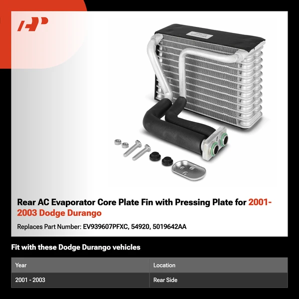 Rear AC Evaporator Core Plate Fin with Pressing Plate for 2001-2003 Dodge Durango