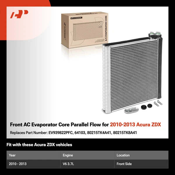 Front AC Evaporator Core Parallel Flow for 2010-2013 Acura ZDX