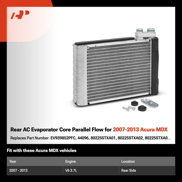 Rear AC Evaporator Core Parallel Flow for 2007-2013 Acura MDX