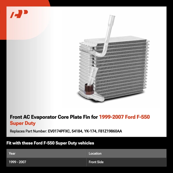 Front AC Evaporator Core Plate Fin for 1999-2007 Ford F-550 Super Duty