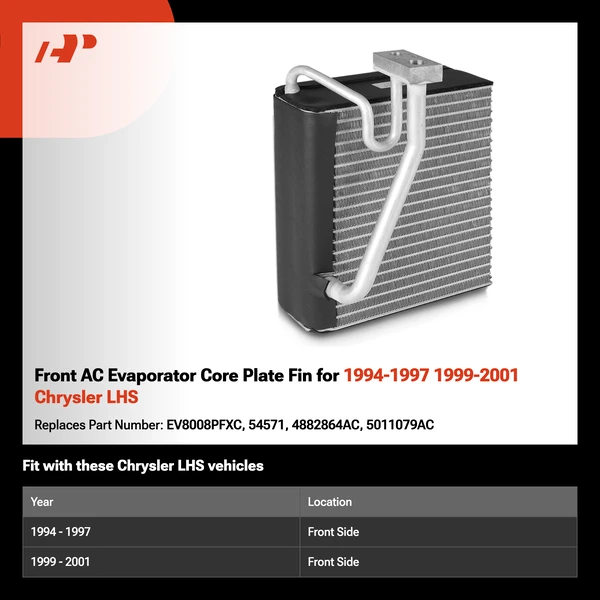 Front AC Evaporator Core Plate Fin for 1994-1997 1999-2001 Chrysler LHS