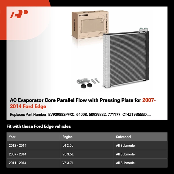 AC Evaporator Core Parallel Flow with Pressing Plate for 2007-2014 Ford Edge