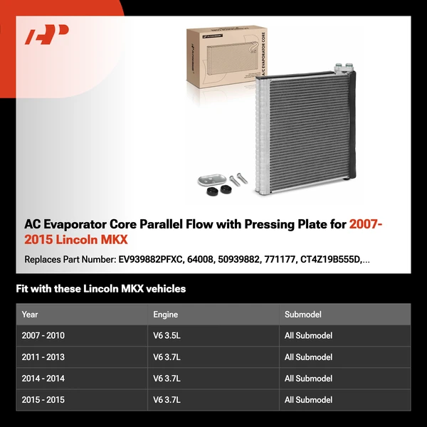 AC Evaporator Core Parallel Flow with Pressing Plate for 2007-2015 Lincoln MKX