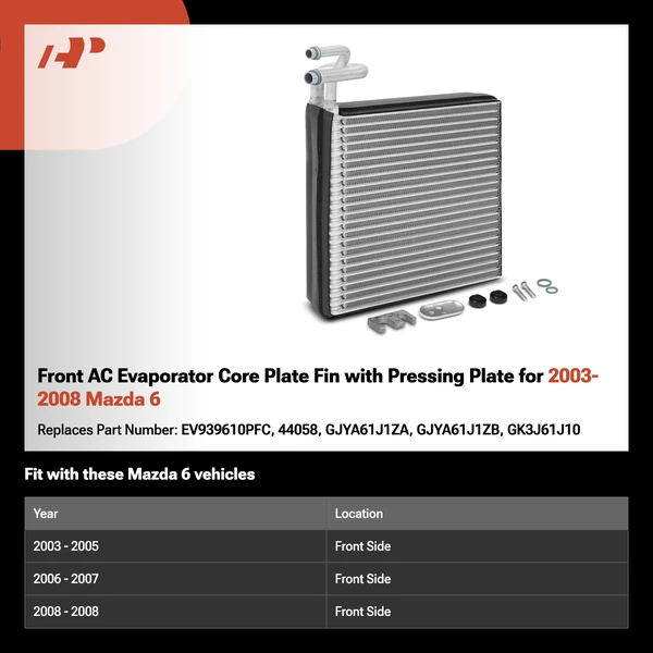 Front AC Evaporator Core Plate Fin with Pressing Plate for 2003-2008 Mazda 6