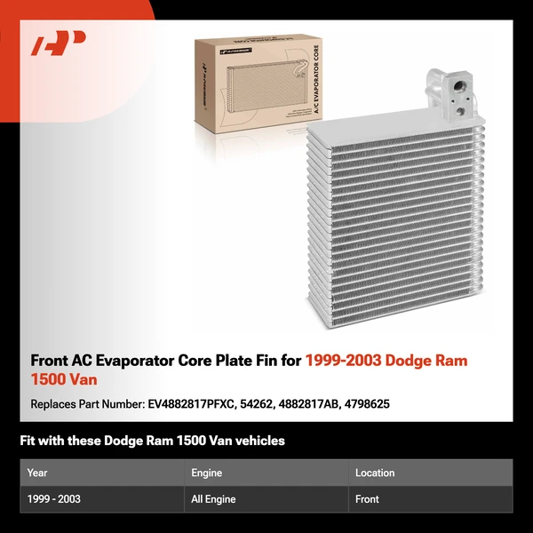 Front AC Evaporator Core Plate Fin for 1999-2003 Dodge Ram 1500 Van
